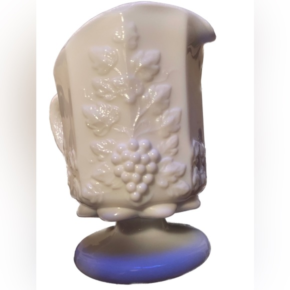 White Opaque Milk Glass Creamer Pitcher - Picture 2 of 7